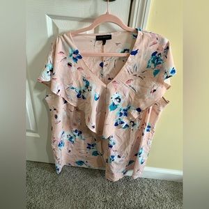 Lane Bryant Women’s Sheer Pink Floral Blouse Size 18